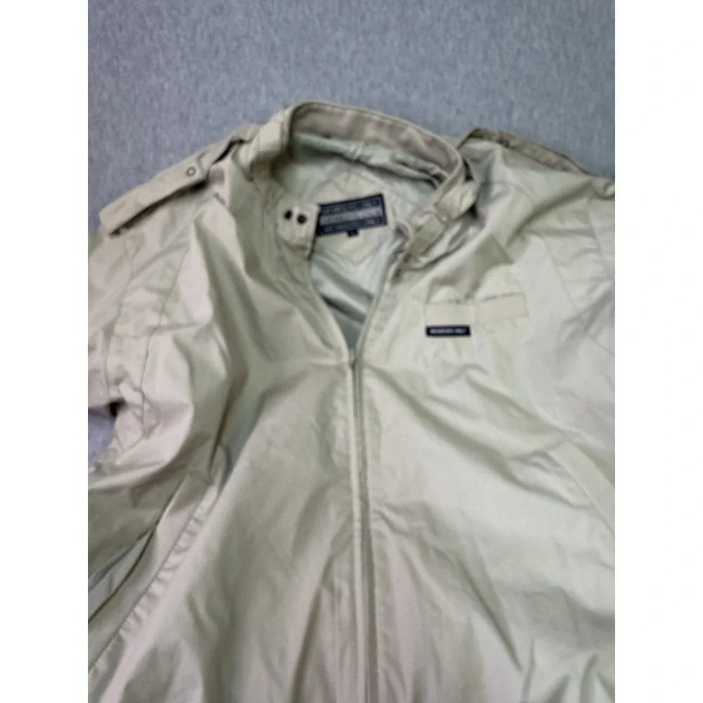 Members Only Men's Jacket Large Beige Full Zip Lightweight Bomber Windbreaker L